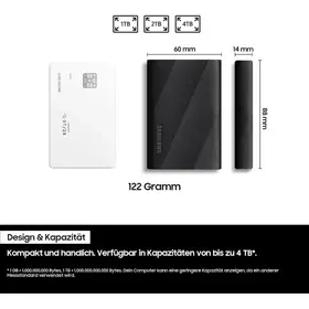 Samsung Portable SSD T9 4 TB USB 3.2 Gen2x2 Typ-C Schwarz bis 2.000 MB/s PC/Mac MU-PG4T0B/EU