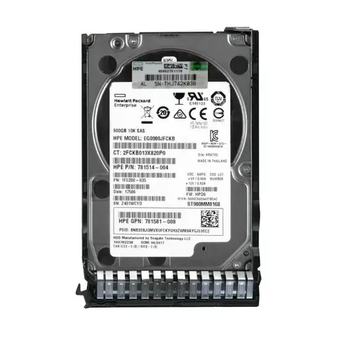 HPE 781514-004 781581-008 EG0900JFCKB 900GB 2.5" 10K 512n 12Gb/s SAS HDD