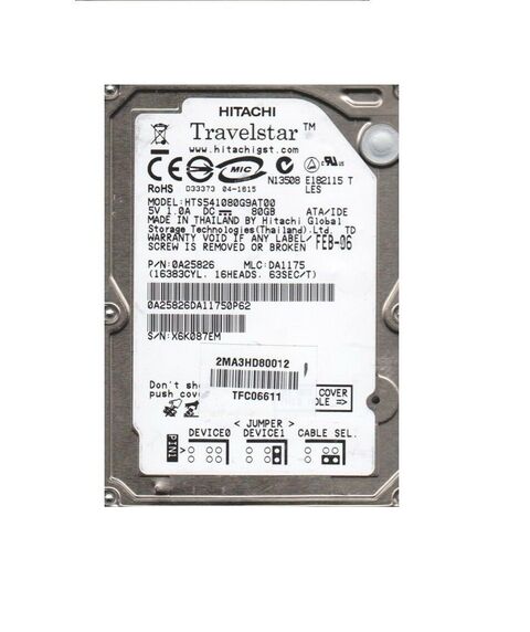 Hitachi 80GB IDE 2,5" 5400 RPM HTS541080G9AT00 HTS541680J9AT00 HTS541080G9AT00 Hitachi 80GB IDE 2,5" 5400 RPM HTS541080G9AT00 HTS541680J9AT00 HTS541080G9AT00