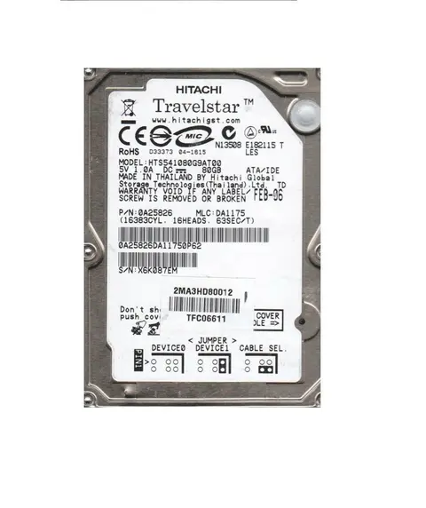 Hitachi 80GB IDE 2,5" 5400 RPM HTS541080G9AT00 HTS541680J9AT00 HTS541080G9AT00