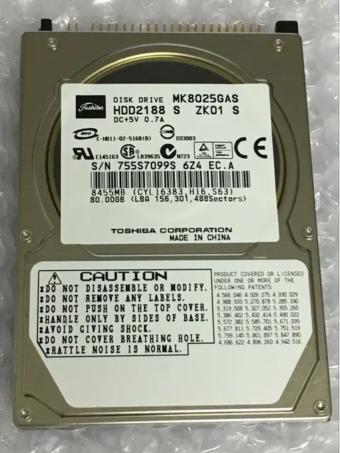 Toshiba MK8025GAS 80GB IDE 2,5" 4200 RPM Festplatte Hard Drive
