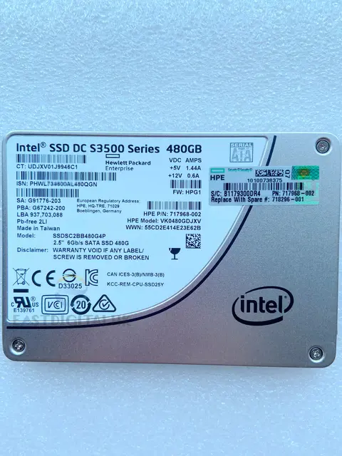 Intel 480GB 2.5" SATA 6Gb/s SSD SSDSC2BB480G4P für Lenovo Server 03T8345 0C38756